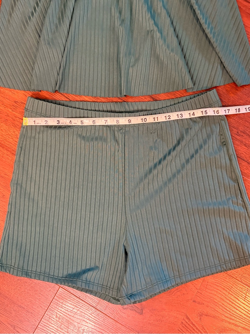 SHEIN Teal Ribbed Tankini Set - Picture 5 of 6